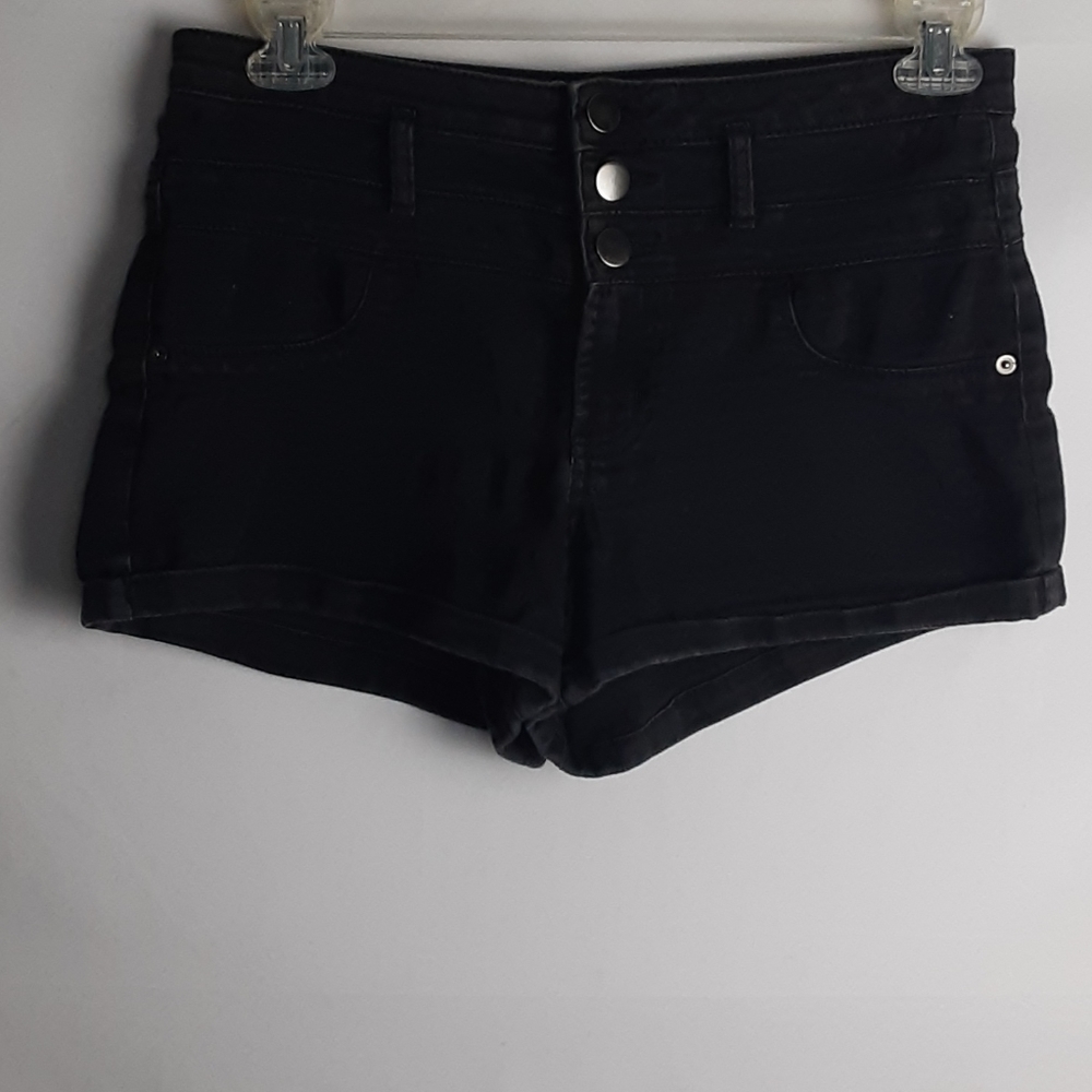 No Boundaries Shorts Black Juniors 13 Midrise Triple Button Cuff Pockets Zipper